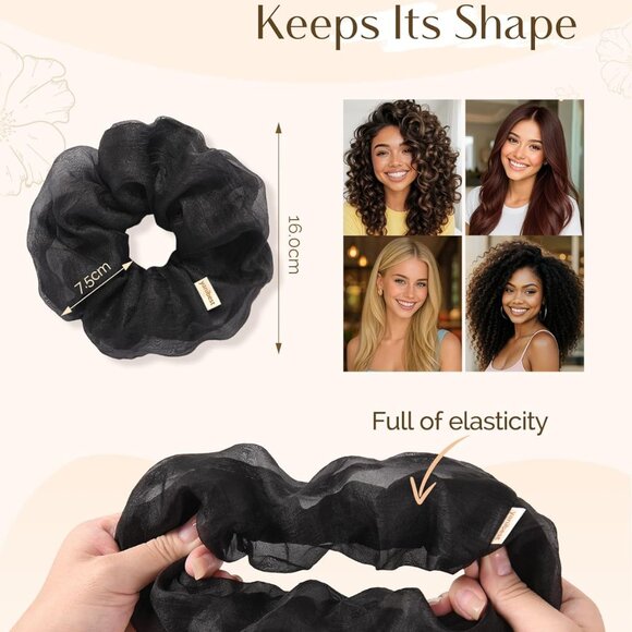 Delicate No-Crease Hair Scrunchies - 4 Pcs Breeze Satin for Effortless Style - Picture 4 of 7